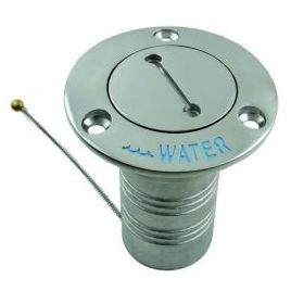 078221 Dekvuldop RVS 'WATER' - slangaansluiting Ø 38 mm - rechte inbouw.