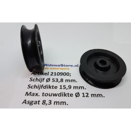 210900 Nylon schijf Ø53,8 x 15,9 mm dikte.