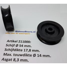 211000 Nylon schijf Ø54 x 17,8 mm dikte.
