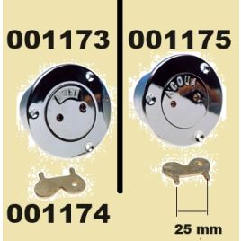 001173 Dekvuldop messing verchroomd 'FUEL' - rechte inbouw. 
