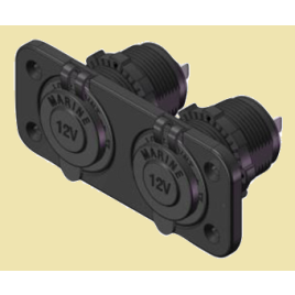 025327 Dubbele waterdichte stekkerdoos 2x USB + 1x 12V ingang.