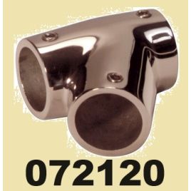 072120 RVS T-stuk links 60° - voor buis Ø 22,25 mm.
