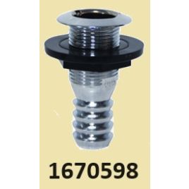 1670598 Verchroomde kunststof huiddoorvoer met slangtule Ø 25 mm.