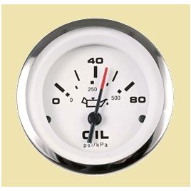 66264F Oliedrukmeter 12V Ø2". 10bar. 240-33Ω (SW). RVS/wit.