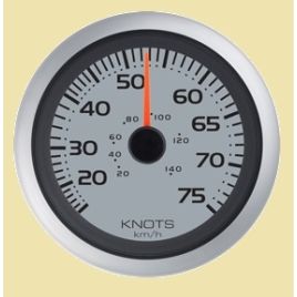 70611SSFKE Set snelheidsmeter 12V Ø3" met pitot 75kn. RVS/grijs.