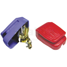 078481 Set accuklemmen met kunststof afdekkap.