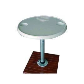 069192 Kunststof tafel met aluminium poot en voet - hoogte 685 mm.