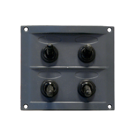 L0610044 Zwart kunststof 12V schakelpaneel 4 schakelaars.