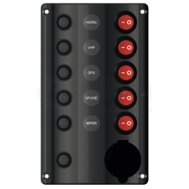 L0610226 Schakelpaneel 12V Auto Fuse 5 schakelaars.