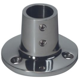 072105 RVS Railingsteun 90° - ronde voet voor buis Ø 22,25 mm.