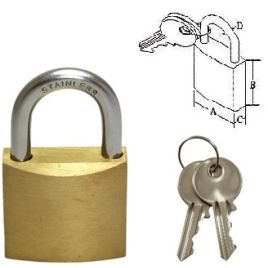 078892 Hangslot messing met RVS beugel - 50 mm. 