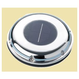 L6470225 RVS Solar ventilator op zonne-energie. Buitenmaat Ø 216 mm.