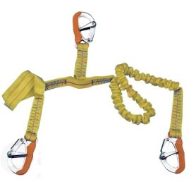 B1403077 Elastische lifeline met 3 RVS musketonhaken.