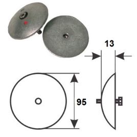 017697A Alu roerblad Anode Ø95mm (2 stuks).
