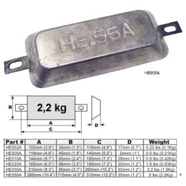 017706AA Alu Romp Anode 265x115mm. 2,2 kg. (Las-/boutmontage).