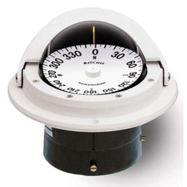 067055 'Ritchie Voyager' Inbouwkompas F-82W, vlakke roos wit.