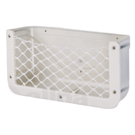 015285 Wit kunststof opbergbak met net.