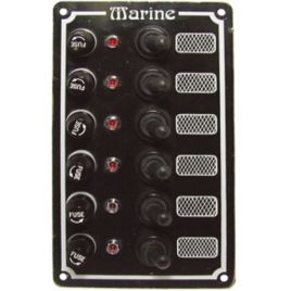 078617 Schakelpaneel 12V met 6 schakelaars.