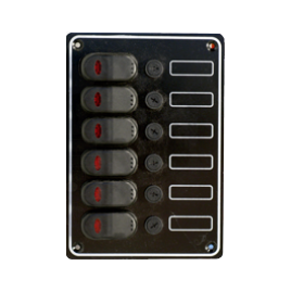 L0610067 Waterdicht schakelpaneel 12V met 6 schakelaars.