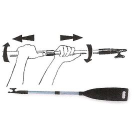 026200 Peddel - aluminium - met bootshaak - lengte 165-200 cm. Ø30 mm.