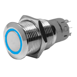 025267 RVS schaklelaar 24V. ON / OFF. Blauwe LED. Ø25mm.