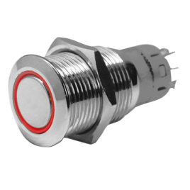 025250 RVS schaklelaar 12V. ON / OFF. Rode LED. Ø18mm.