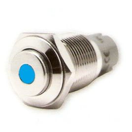 025280 RVS schaklelaar 12V. ON / OFF. Blauwe LED.