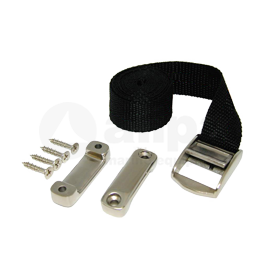 098102 Spanband met RVS 316 clip en beugels.