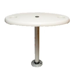 069446 Kunststof tafel met aluminium poot en voet - hoogte 686 mm.