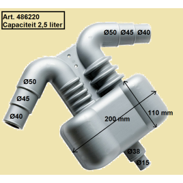 486220 Uitlaatgas/waterafscheider voor generatoren. Slang Ø15-38-40-45-50mm.