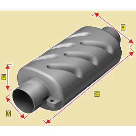 486236 Uitlaatdemper van kunststof. Slang Ø102 mm. 460x183mm.