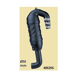 486205 Kunststof zwanenhals 180º. Slang Ø40, Ø45 en Ø50mm.