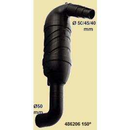 486206 Kunststof zwanenhals 150º. Slang Ø40, Ø45 en Ø50mm.