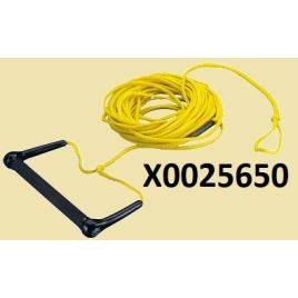 X0025650 Waterski lijn 22 m, houten handgreep in kunststof bekleding.