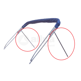 124550 Set (2x) aluminiumvaste  steunen voor Wilma, lengte 60 cm Ø 20 mm.