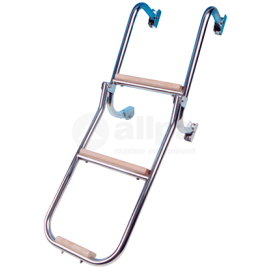 110046 Zwemtrap RVS/Teak 3-treden. Lengte 860mm.