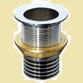 18.531.42. Chromen doorvoer Ø42 mm met slangtule.